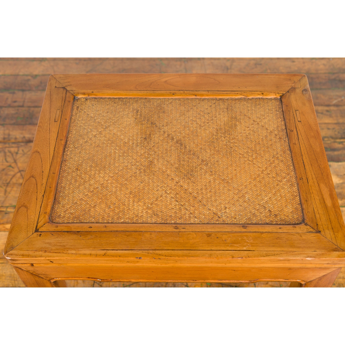 Chinese Late Qing Dynasty Side Table with Woven Rattan Top and Horse Hoof Feet-5. Asian & Chinese Furniture, Art, Antiques, Vintage Home Décor for sale at FEA Home