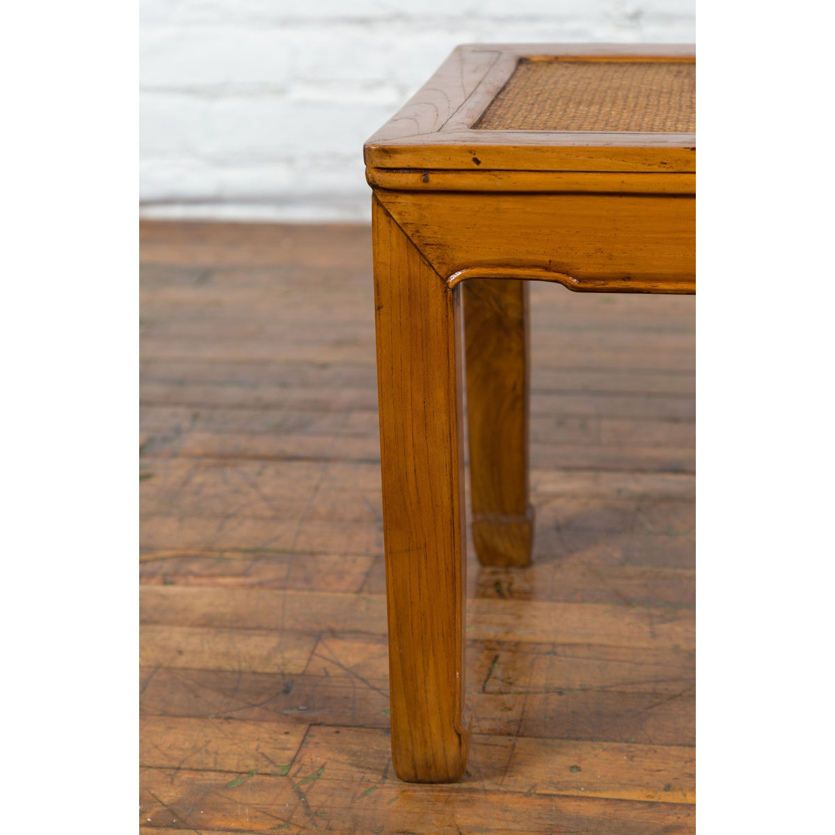 Chinese Late Qing Dynasty Side Table with Woven Rattan Top and Horse Hoof Feet-9. Asian & Chinese Furniture, Art, Antiques, Vintage Home Décor for sale at FEA Home