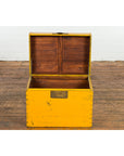 Chinese Late Qing Dynasty Yellow Lacquered Blanket Chest with Brass Hardware-10. Asian & Chinese Furniture, Art, Antiques, Vintage Home Décor for sale at FEA Home