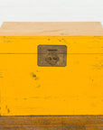 Chinese Late Qing Dynasty Yellow Lacquered Blanket Chest with Brass Hardware-13. Asian & Chinese Furniture, Art, Antiques, Vintage Home Décor for sale at FEA Home