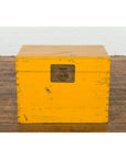 Chinese Late Qing Dynasty Yellow Lacquered Blanket Chest with Brass Hardware-18. Asian & Chinese Furniture, Art, Antiques, Vintage Home Décor for sale at FEA Home