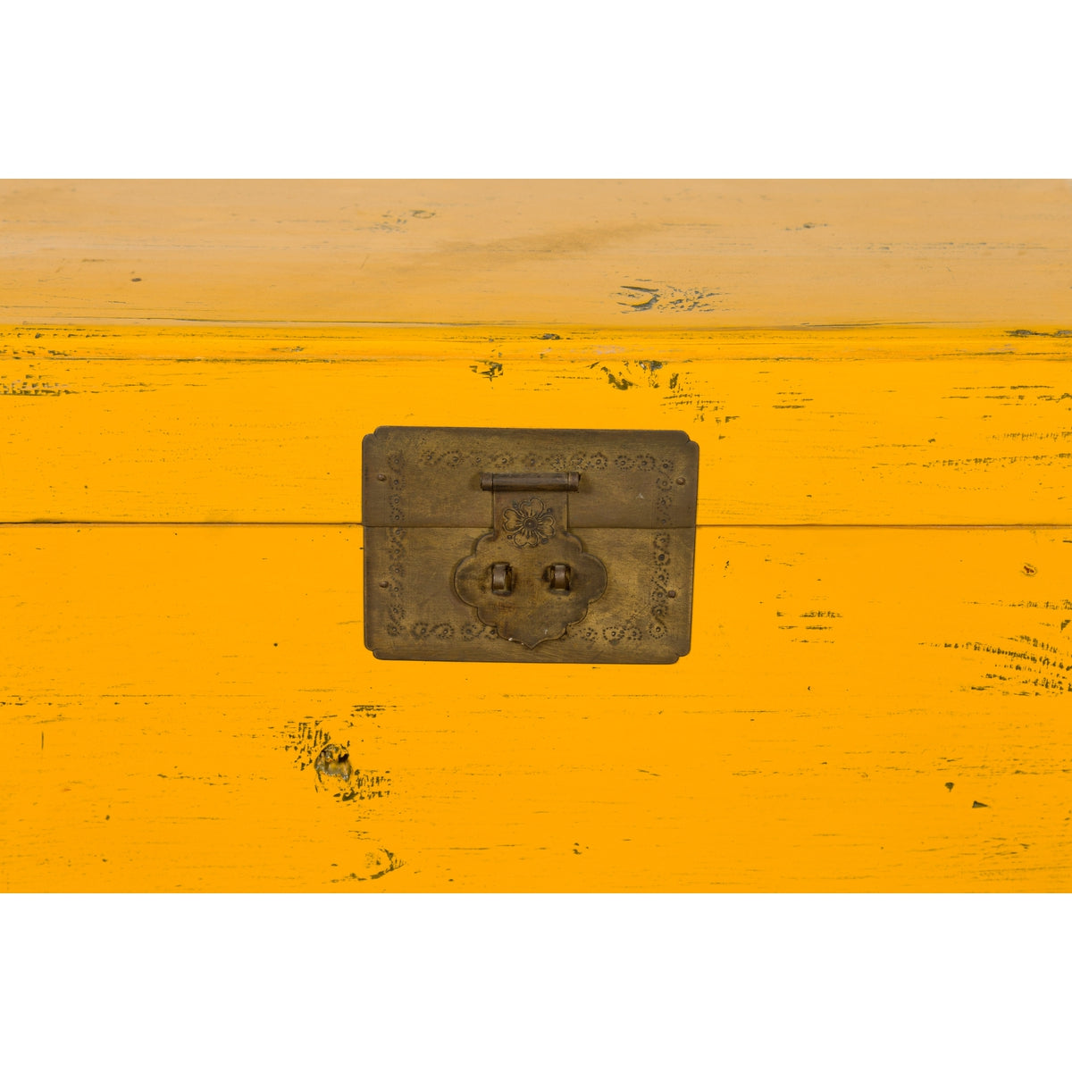 Chinese Late Qing Dynasty Yellow Lacquered Blanket Chest with Brass Hardware-19. Asian & Chinese Furniture, Art, Antiques, Vintage Home Décor for sale at FEA Home