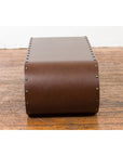 Chinese Midcentury Waterfall Scroll Table with Crackled Brown Faux Leather-12. Asian & Chinese Furniture, Art, Antiques, Vintage Home Décor for sale at FEA Home