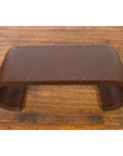 Chinese Midcentury Waterfall Scroll Table with Crackled Brown Faux Leather-9. Asian & Chinese Furniture, Art, Antiques, Vintage Home Décor for sale at FEA Home