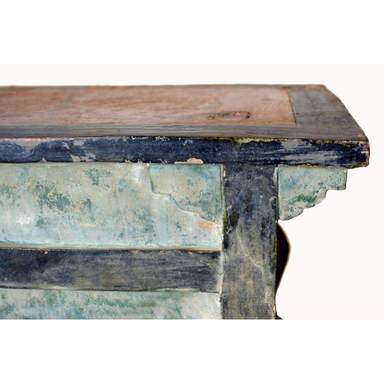 Chinese Ming Dynasty Petite Glazed Terracotta Bench from the 17th Century-3. Asian & Chinese Furniture, Art, Antiques, Vintage Home Décor for sale at FEA Home
