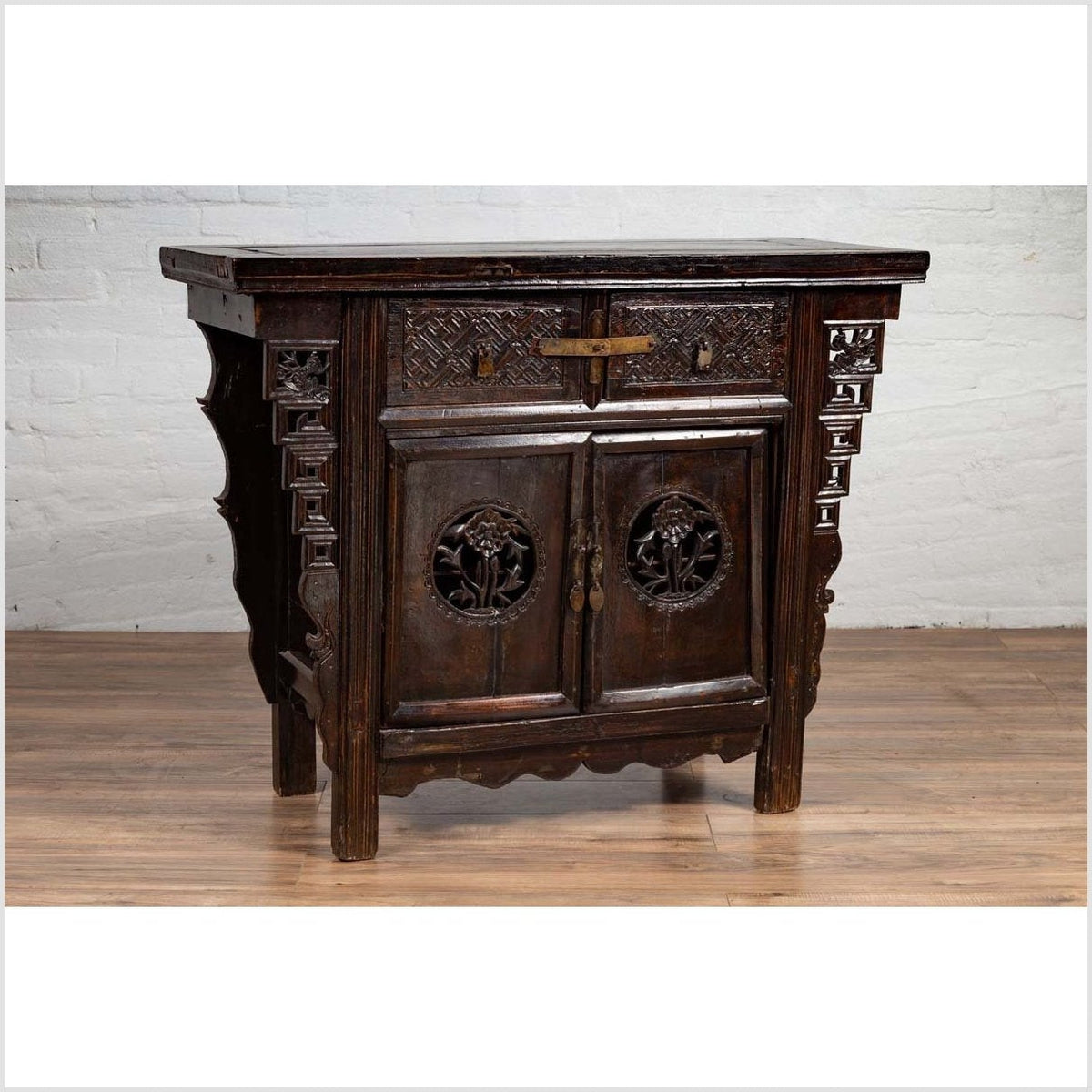 Chinese Ming Dynasty Style Butterfly Cabinet with Carved Spandrels and Doors-12. Asian & Chinese Furniture, Art, Antiques, Vintage Home Décor for sale at FEA Home