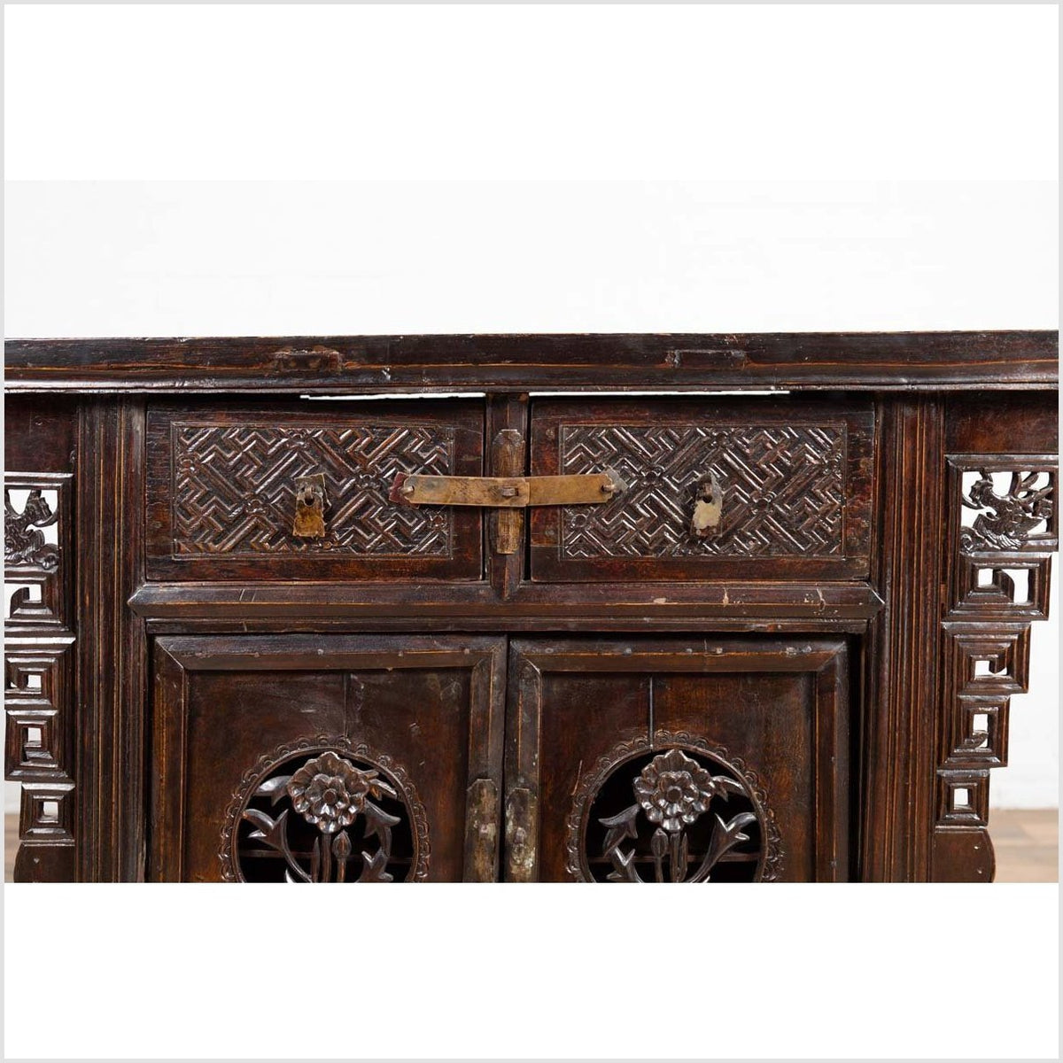 Chinese Ming Dynasty Style Butterfly Cabinet with Carved Spandrels and Doors-6. Asian & Chinese Furniture, Art, Antiques, Vintage Home Décor for sale at FEA Home