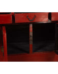Chinese Ming Dynasty Style Red Lacquered Console Cabinet with Doors and Drawers-12. Asian & Chinese Furniture, Art, Antiques, Vintage Home Décor for sale at FEA Home