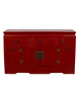Chinese Ming Dynasty Style Red Lacquered Console Cabinet with Doors and Drawers-1. Asian & Chinese Furniture, Art, Antiques, Vintage Home Décor for sale at FEA Home