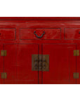 Chinese Ming Dynasty Style Red Lacquered Console Cabinet with Doors and Drawers-9. Asian & Chinese Furniture, Art, Antiques, Vintage Home Décor for sale at FEA Home