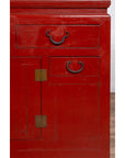 Chinese Ming Dynasty Style Red Lacquered Console Cabinet with Doors and Drawers-10. Asian & Chinese Furniture, Art, Antiques, Vintage Home Décor for sale at FEA Home