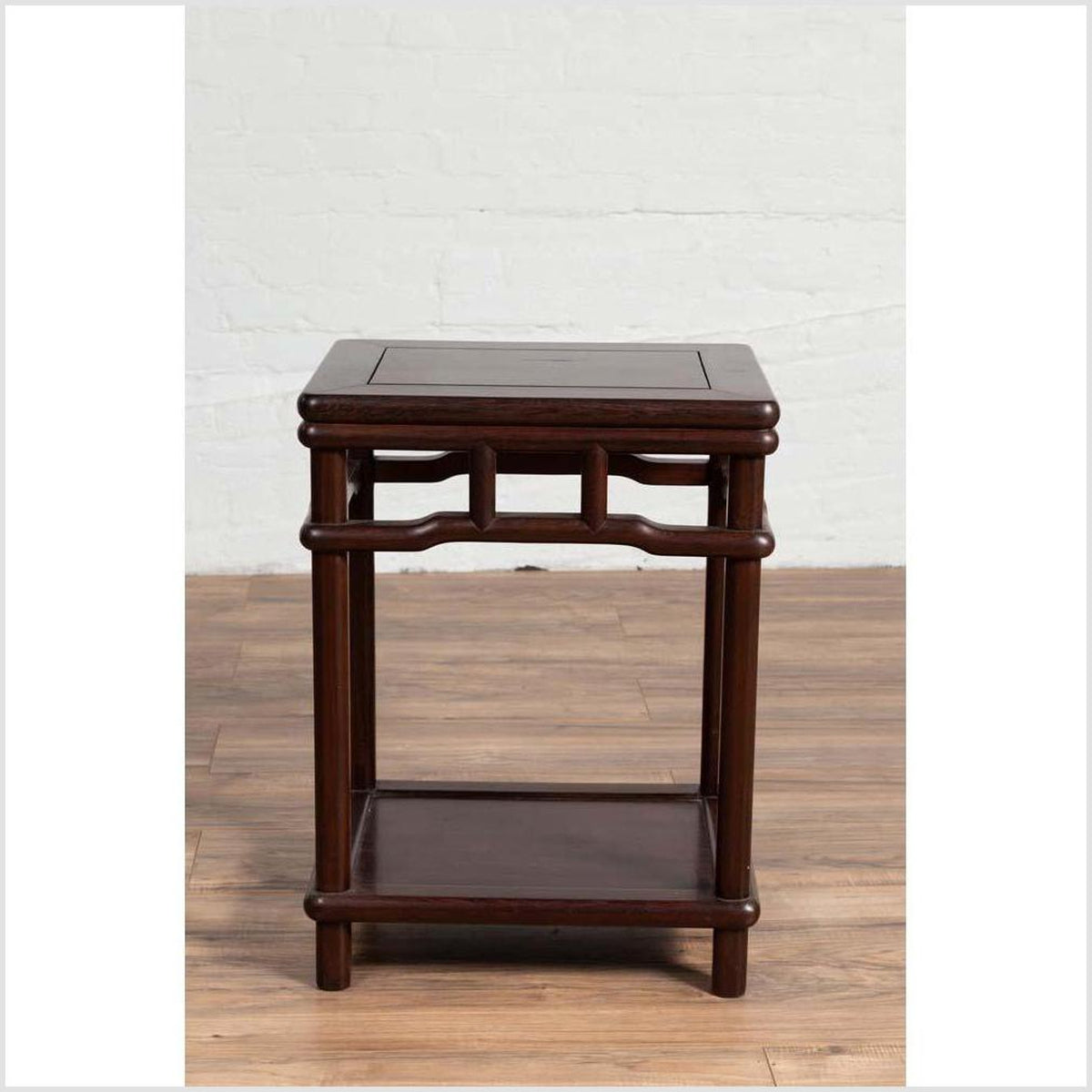 Chinese Ming Style Accent Side Table with Dark Wood Patina and Humpback Apron-11. Asian & Chinese Furniture, Art, Antiques, Vintage Home Décor for sale at FEA Home
