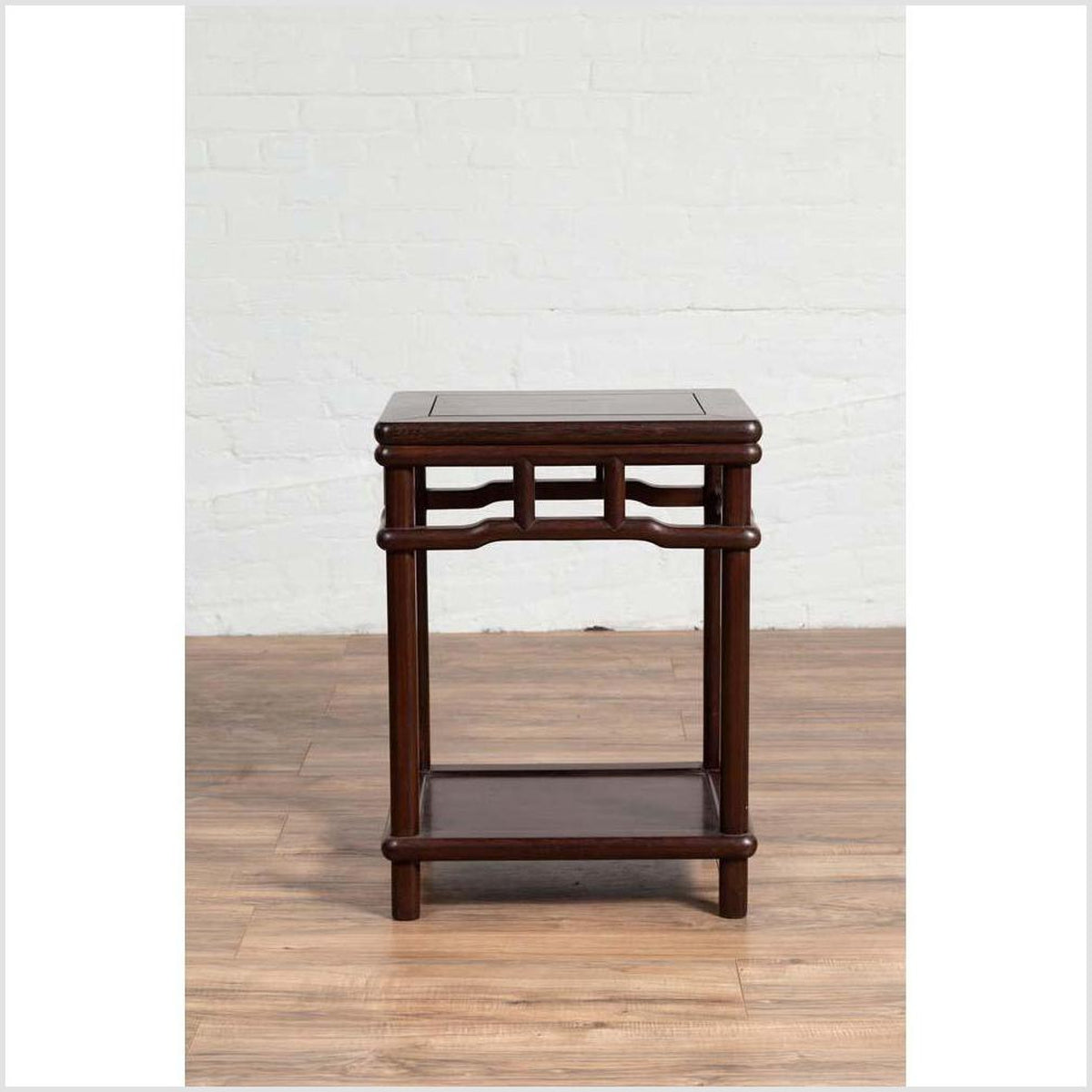 Chinese Ming Style Accent Side Table with Dark Wood Patina and Humpback Apron-12. Asian & Chinese Furniture, Art, Antiques, Vintage Home Décor for sale at FEA Home
