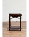 Chinese Ming Style Accent Side Table with Dark Wood Patina and Humpback Apron-12. Asian & Chinese Furniture, Art, Antiques, Vintage Home Décor for sale at FEA Home