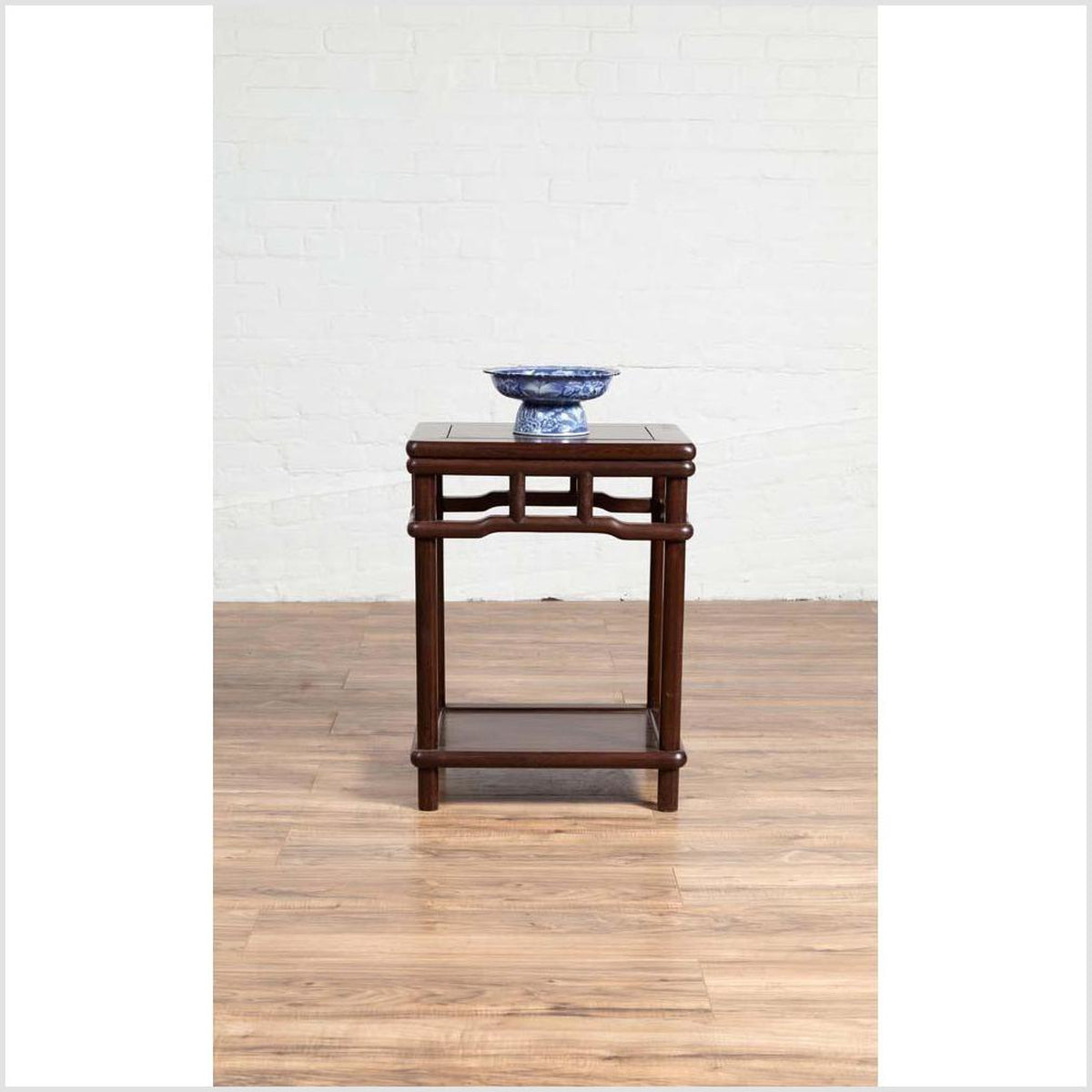Chinese Ming Style Accent Side Table with Dark Wood Patina and Humpback Apron-13. Asian & Chinese Furniture, Art, Antiques, Vintage Home Décor for sale at FEA Home