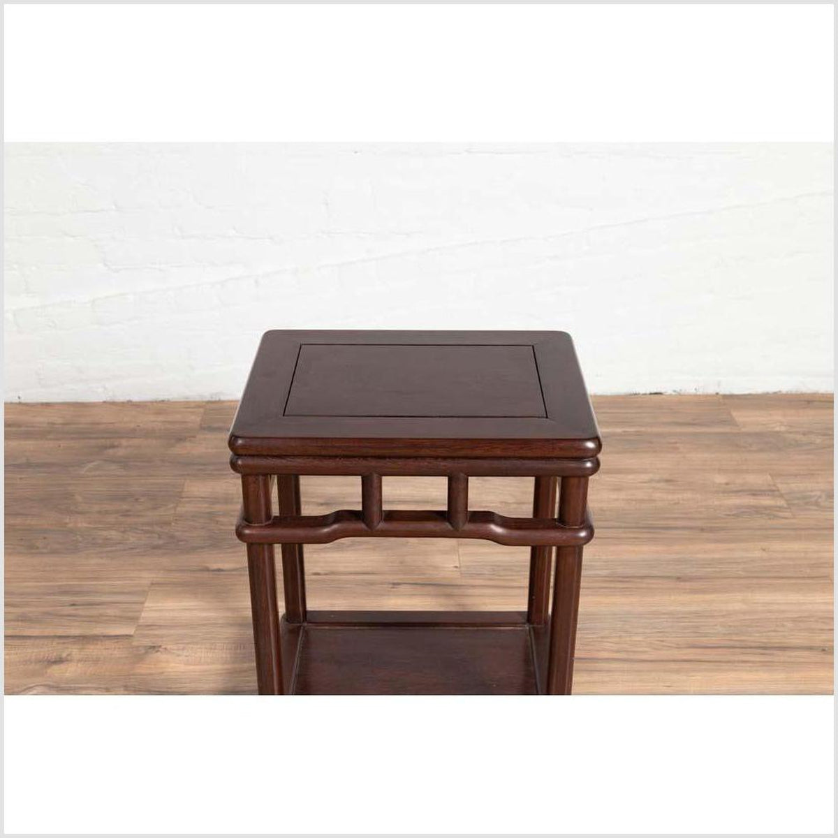 Chinese Ming Style Accent Side Table with Dark Wood Patina and Humpback Apron-4. Asian & Chinese Furniture, Art, Antiques, Vintage Home Décor for sale at FEA Home