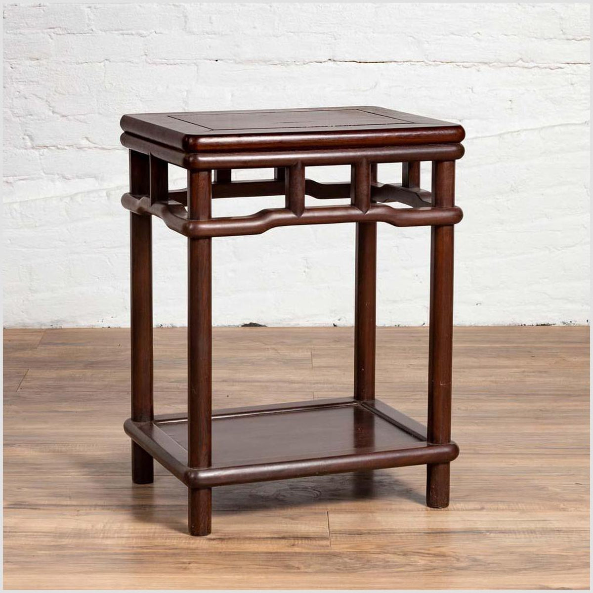 Chinese Ming Style Accent Side Table with Dark Wood Patina and Humpback Apron-7. Asian & Chinese Furniture, Art, Antiques, Vintage Home Décor for sale at FEA Home