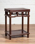 Chinese Ming Style Accent Side Table with Dark Wood Patina and Humpback Apron-7. Asian & Chinese Furniture, Art, Antiques, Vintage Home Décor for sale at FEA Home