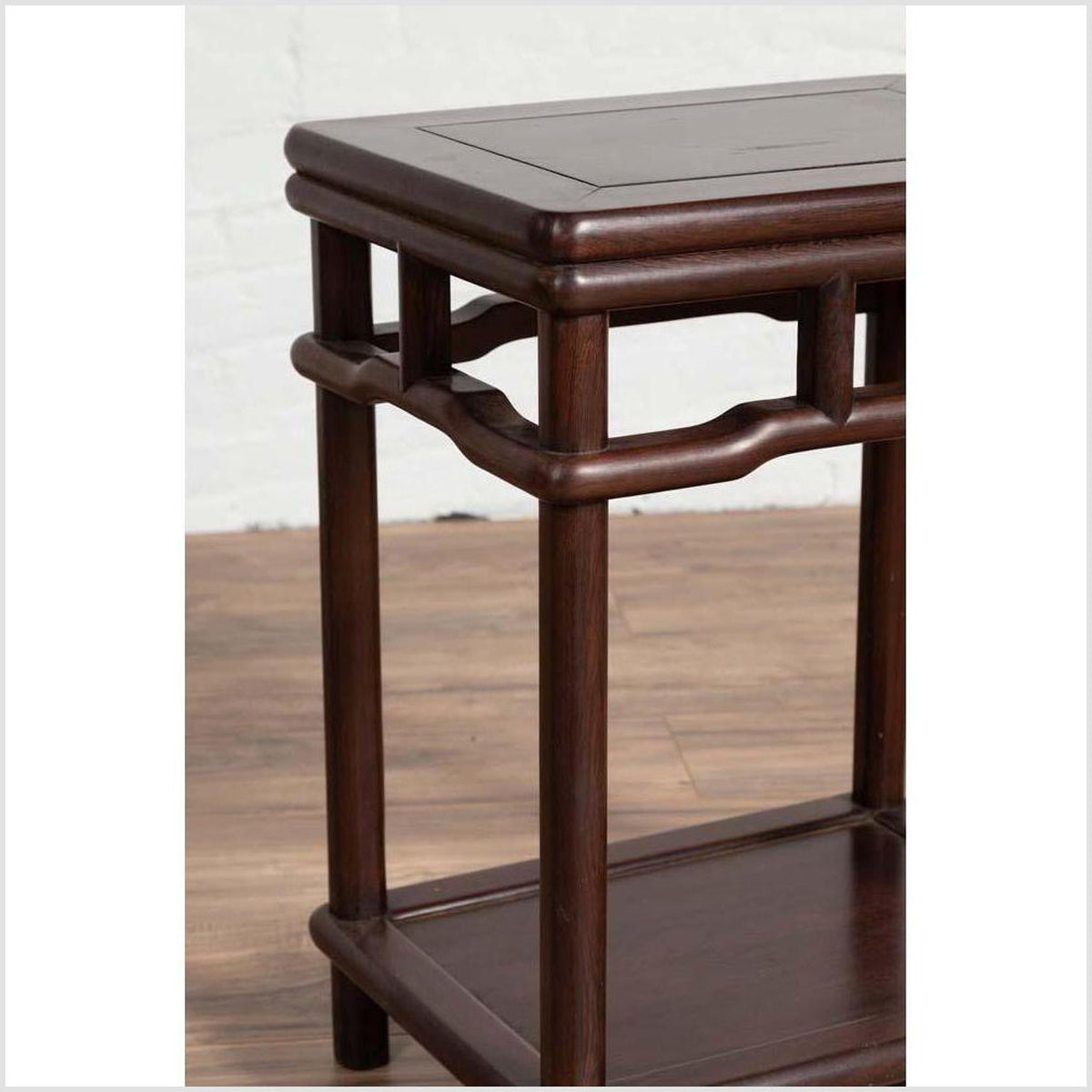 Chinese Ming Style Accent Side Table with Dark Wood Patina and Humpback Apron-8. Asian & Chinese Furniture, Art, Antiques, Vintage Home Décor for sale at FEA Home