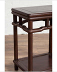 Chinese Ming Style Accent Side Table with Dark Wood Patina and Humpback Apron-8. Asian & Chinese Furniture, Art, Antiques, Vintage Home Décor for sale at FEA Home