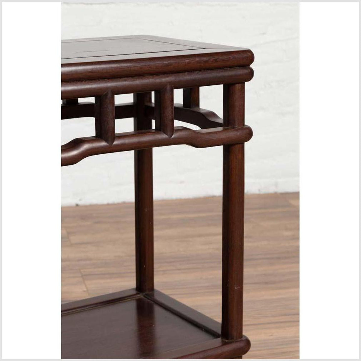 Chinese Ming Style Accent Side Table with Dark Wood Patina and Humpback Apron-9. Asian & Chinese Furniture, Art, Antiques, Vintage Home Décor for sale at FEA Home