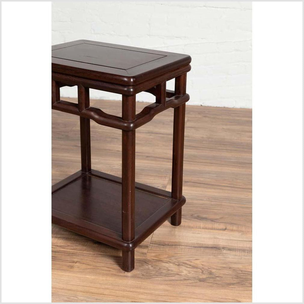 Chinese Ming Style Accent Side Table with Dark Wood Patina and Humpback Apron-10. Asian & Chinese Furniture, Art, Antiques, Vintage Home Décor for sale at FEA Home