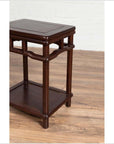 Chinese Ming Style Accent Side Table with Dark Wood Patina and Humpback Apron-10. Asian & Chinese Furniture, Art, Antiques, Vintage Home Décor for sale at FEA Home