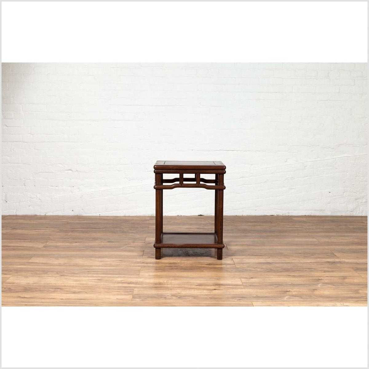 Chinese Ming Style Accent Side Table with Dark Wood Patina and Humpback Apron-5. Asian & Chinese Furniture, Art, Antiques, Vintage Home Décor for sale at FEA Home