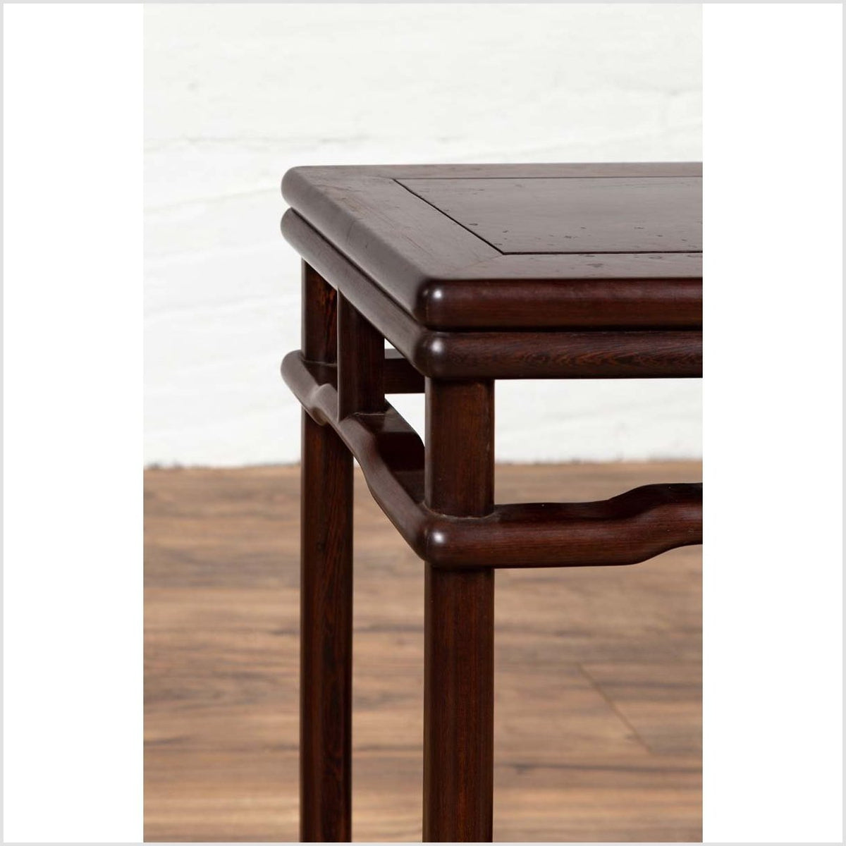 Chinese Ming Style Accent Side Table with Dark Wood Patina and Humpback Apron-9. Asian & Chinese Furniture, Art, Antiques, Vintage Home Décor for sale at FEA Home