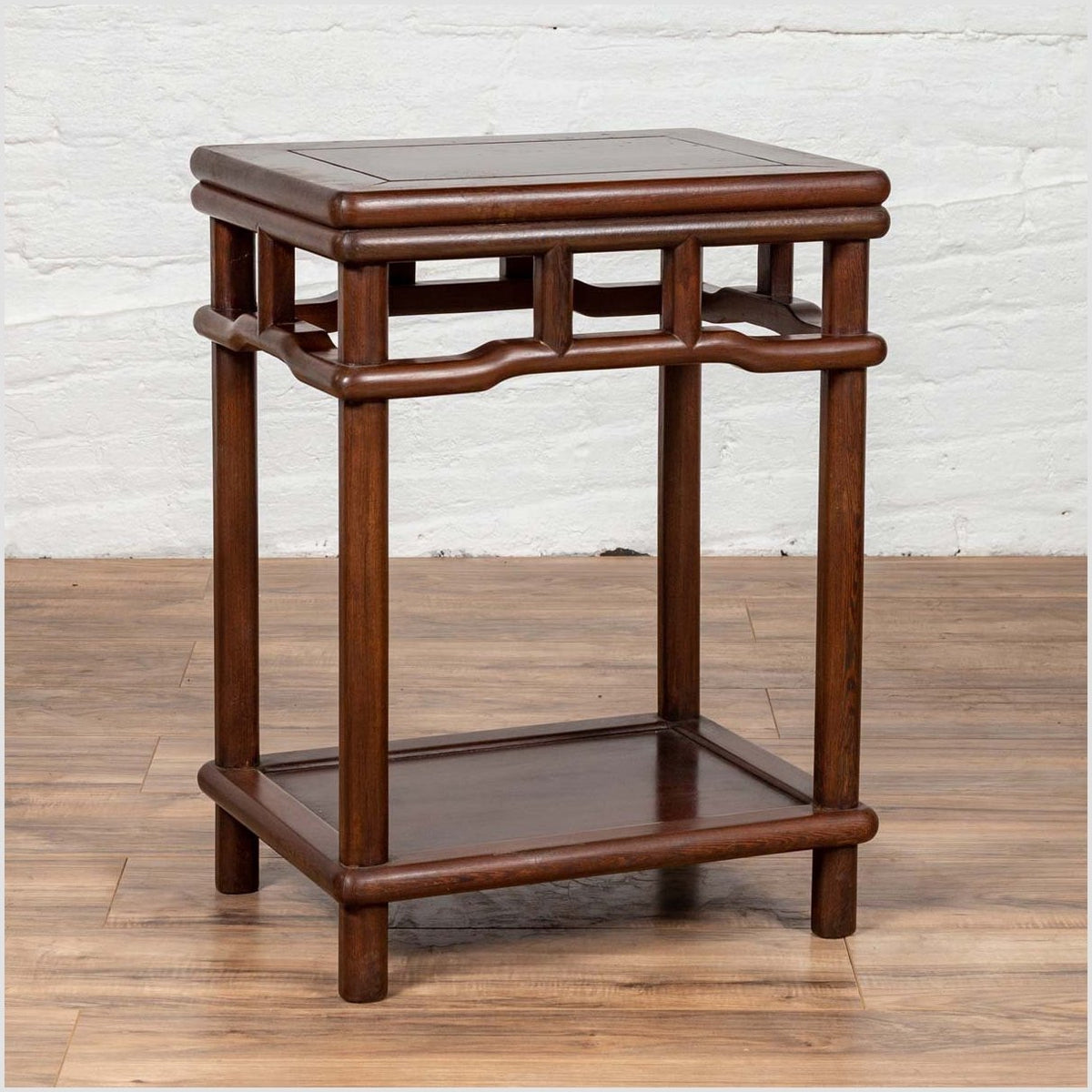 Chinese Ming Style Accent Side Table with Dark Wood Patina and Humpback Apron-2. Asian & Chinese Furniture, Art, Antiques, Vintage Home Décor for sale at FEA Home