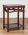 Chinese Ming Style Accent Side Table with Dark Wood Patina and Humpback Apron-2. Asian & Chinese Furniture, Art, Antiques, Vintage Home Décor for sale at FEA Home