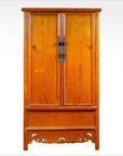 Chinese Ming Style Elm Wardrobe with Two Doors, Hidden Drawers and Carved Skirt-1. Asian & Chinese Furniture, Art, Antiques, Vintage Home Décor for sale at FEA Home
