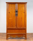 Chinese Ming Style Elm Wardrobe with Two Doors, Hidden Drawers and Carved Skirt-2. Asian & Chinese Furniture, Art, Antiques, Vintage Home Décor for sale at FEA Home