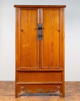 Chinese Ming Style Elm Wardrobe with Two Doors, Hidden Drawers and Carved Skirt-2. Asian & Chinese Furniture, Art, Antiques, Vintage Home Décor for sale at FEA Home