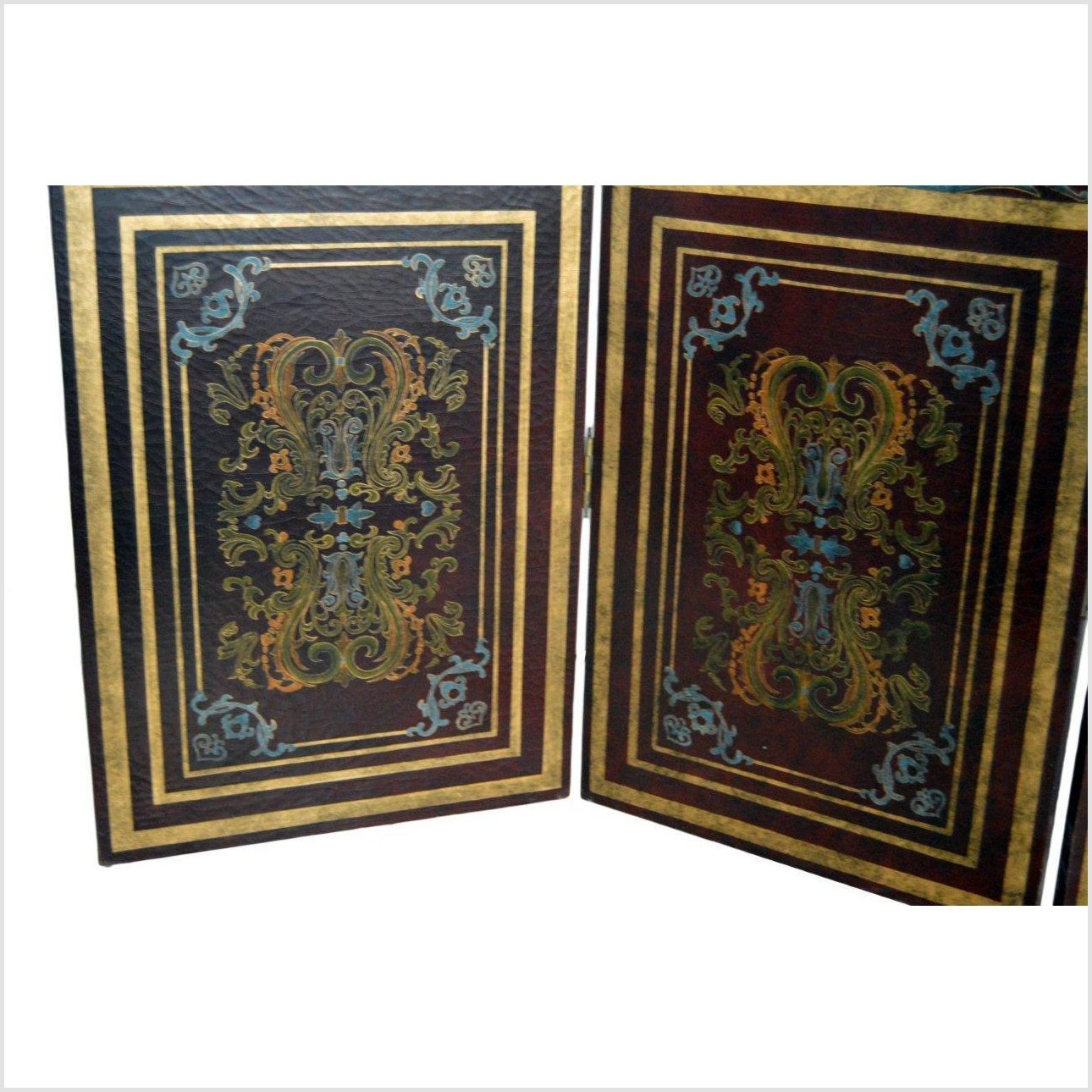 Vintage Double Sided 4-panel Divider/ Privacy Screen-3. Asian & Chinese Furniture, Art, Antiques, Vintage Home Décor for sale at FEA Home