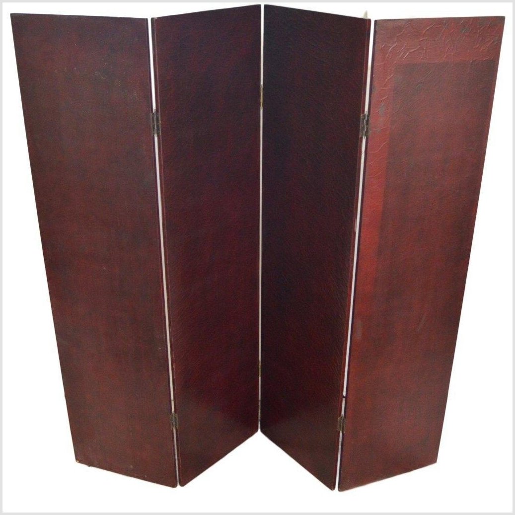 Vintage Double Sided 4-panel Divider/ Privacy Screen-7. Asian & Chinese Furniture, Art, Antiques, Vintage Home Décor for sale at FEA Home
