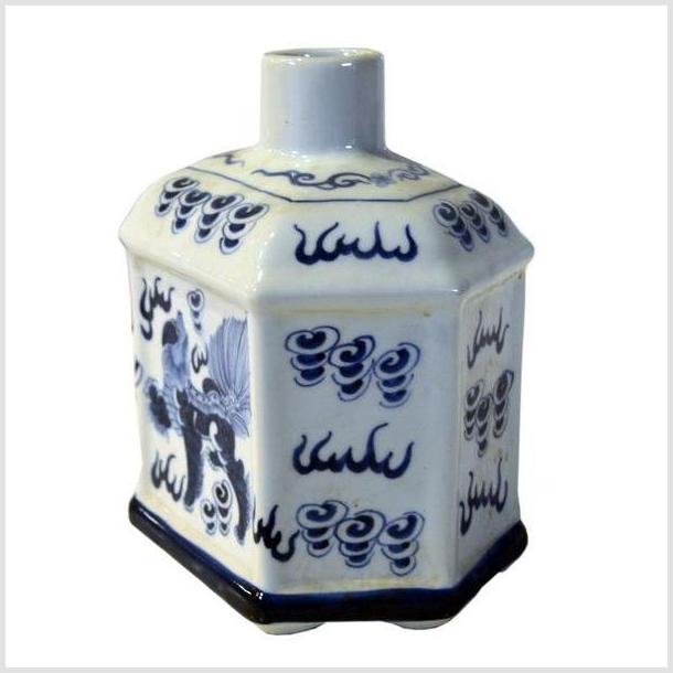 Chinese Painted Blue & White Bottle-4. Asian & Chinese Furniture, Art, Antiques, Vintage Home Décor for sale at FEA Home