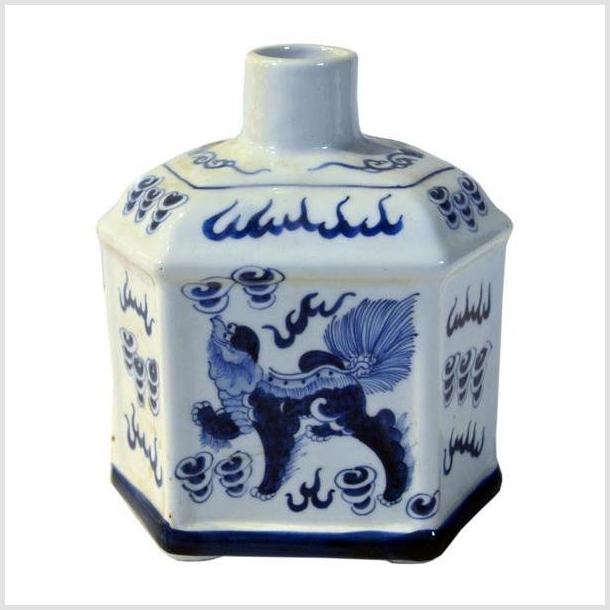 Chinese Painted Blue & White Bottle-6. Asian & Chinese Furniture, Art, Antiques, Vintage Home Décor for sale at FEA Home