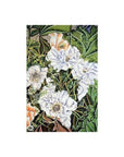 White and orange flowers with green leaves on silk, traditional Chinese painting.