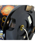Close-up of a white and blue porcelain electric lamp, ceramic material, in good condition.