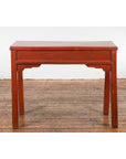 Chinese Qing Dynasty 19th Century Red Orange Lacquered Table with Three Drawers-14. Asian & Chinese Furniture, Art, Antiques, Vintage Home Décor for sale at FEA Home