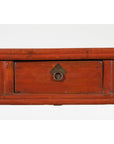 Chinese Qing Dynasty 19th Century Red Orange Lacquered Table with Three Drawers-6. Asian & Chinese Furniture, Art, Antiques, Vintage Home Décor for sale at FEA Home