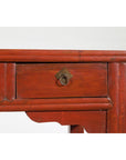 Chinese Qing Dynasty 19th Century Red Orange Lacquered Table with Three Drawers-7. Asian & Chinese Furniture, Art, Antiques, Vintage Home Décor for sale at FEA Home