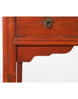 Chinese Qing Dynasty 19th Century Red Orange Lacquered Table with Three Drawers-8. Asian & Chinese Furniture, Art, Antiques, Vintage Home Décor for sale at FEA Home