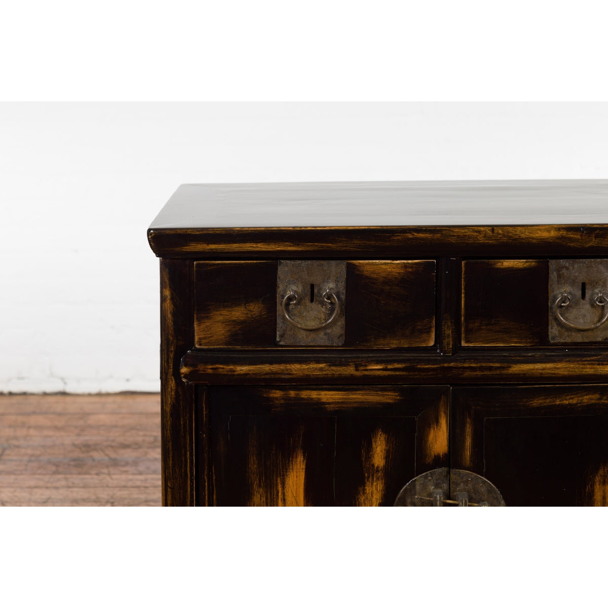 Chinese Qing Dynasty 19th Century Side Cabinet with Black and Brown Lacquer-17. Asian & Chinese Furniture, Art, Antiques, Vintage Home Décor for sale at FEA Home