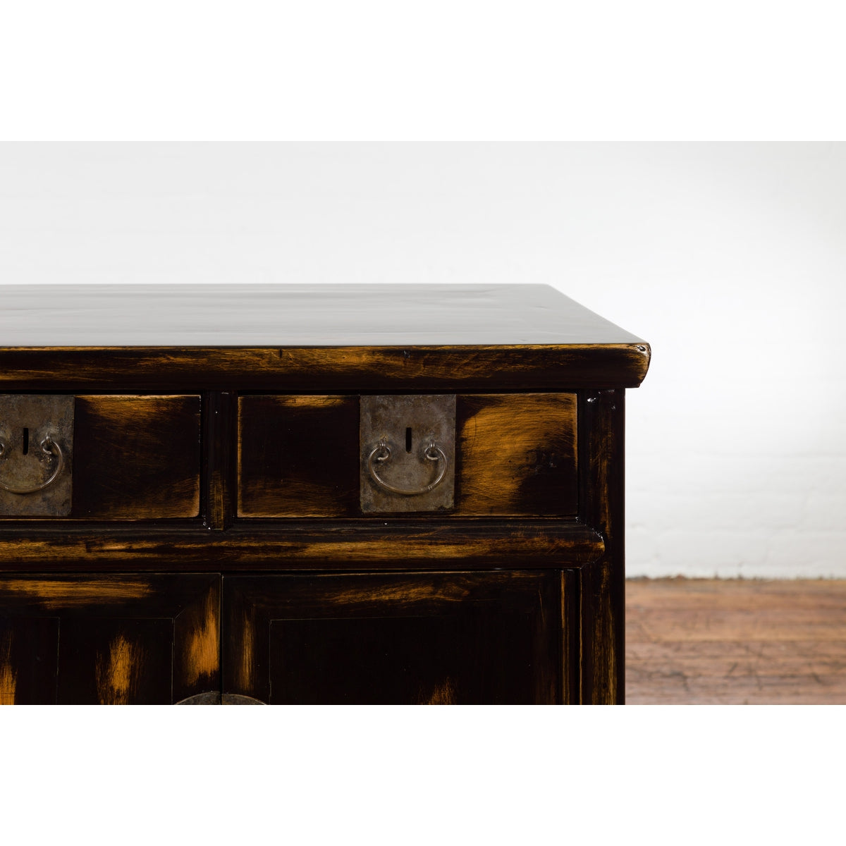 Chinese Qing Dynasty 19th Century Side Cabinet with Black and Brown Lacquer-18. Asian & Chinese Furniture, Art, Antiques, Vintage Home Décor for sale at FEA Home