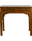 Chinese Qing Dynasty 19th Century Two-Drawer Desk with Bronze Butterfly Hardware-1. Asian & Chinese Furniture, Art, Antiques, Vintage Home Décor for sale at FEA Home