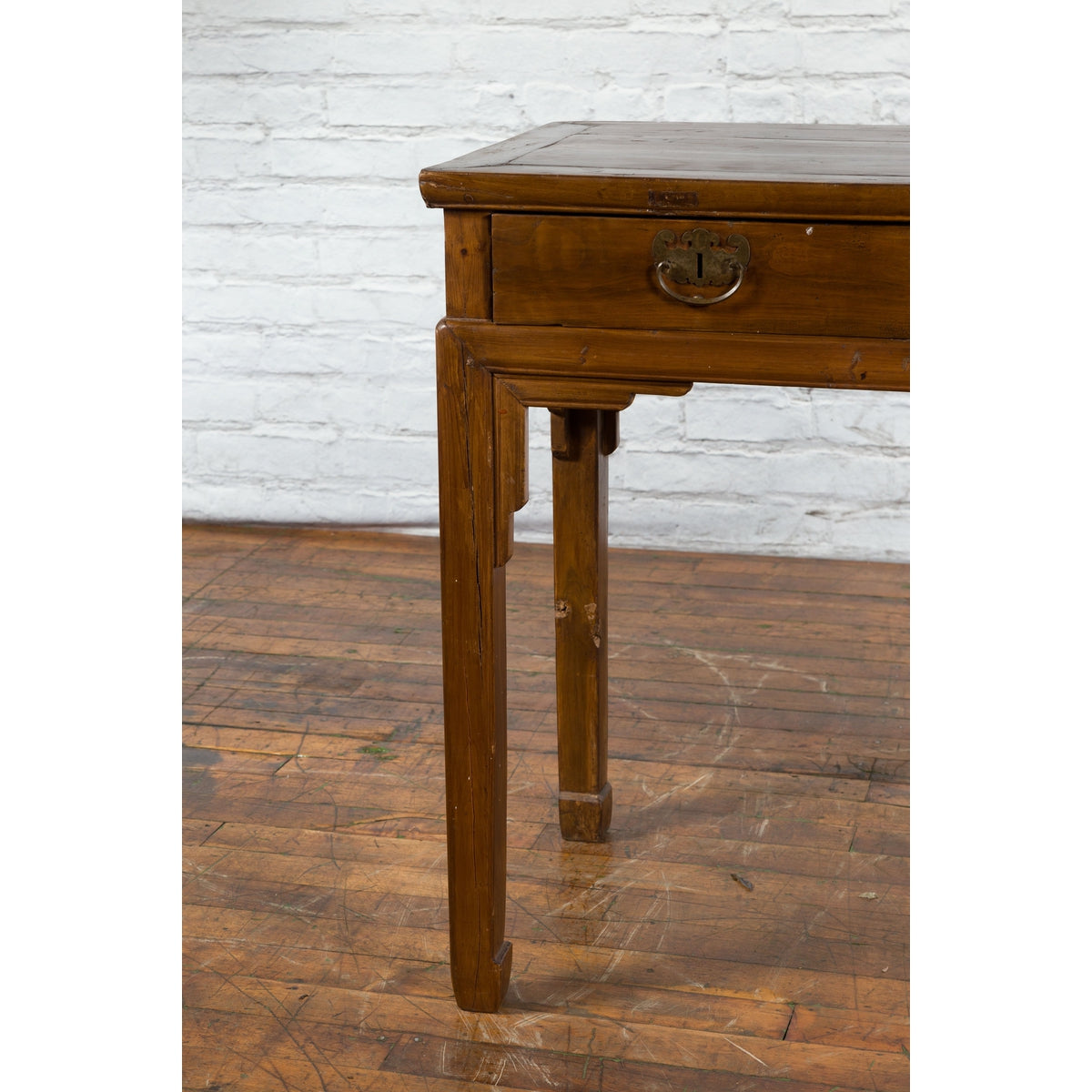Chinese Qing Dynasty 19th Century Two-Drawer Desk with Bronze Butterfly Hardware-8. Asian & Chinese Furniture, Art, Antiques, Vintage Home Décor for sale at FEA Home
