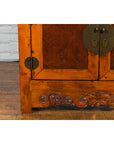 Chinese Qing Dynasty 19th Century Two-Toned Elm Cabinet with Burl Wood Accents-5. Asian & Chinese Furniture, Art, Antiques, Vintage Home Décor for sale at FEA Home