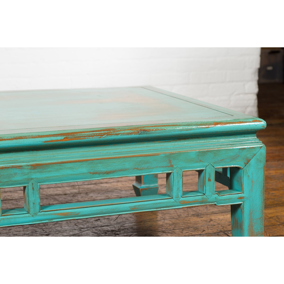 Low Kang Coffee Table with Custom Aqua Teal Lacquer-6. Asian & Chinese Furniture, Art, Antiques, Vintage Home Décor for sale at FEA Home